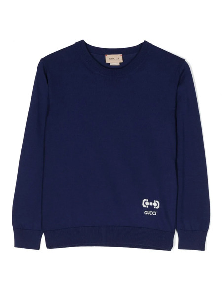  Gucci Kids Logo-print Cotton Sweatshirt - Blue 