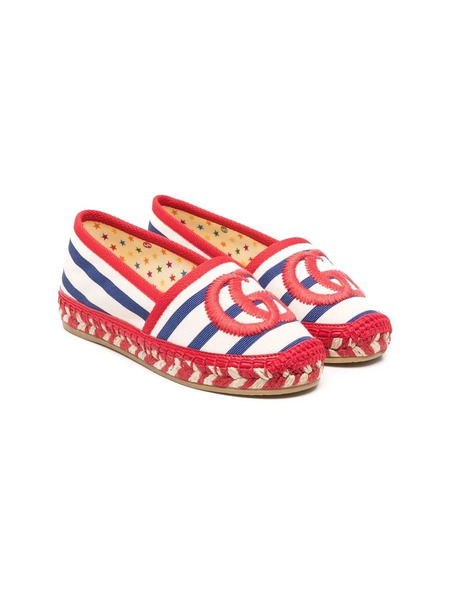  Gucci Kids Logo Striped Espadrilles - Blue 