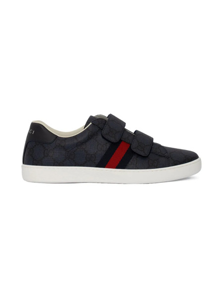  Gucci Kids Monogram Double Strap Sneakers - Black 