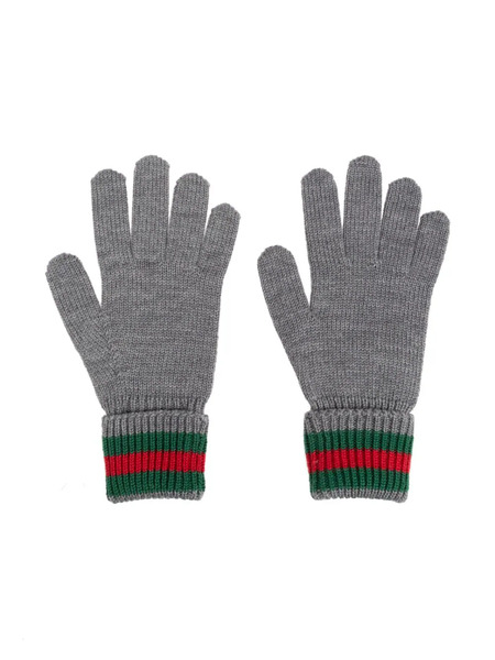  Gucci Kids Ribbed-knit Gloves - Grey 