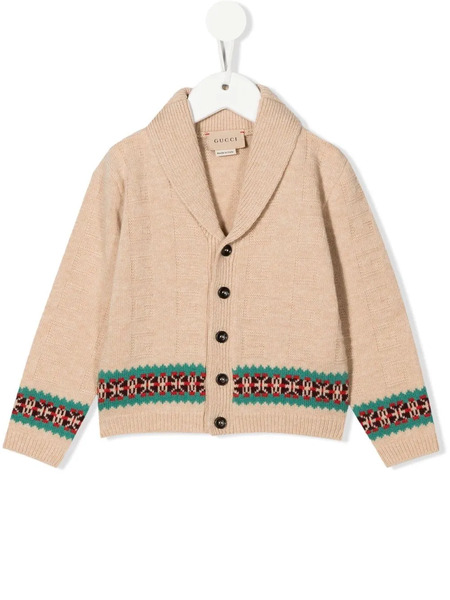  Gucci Kids Square G Wool Cardigan - Neutrals 