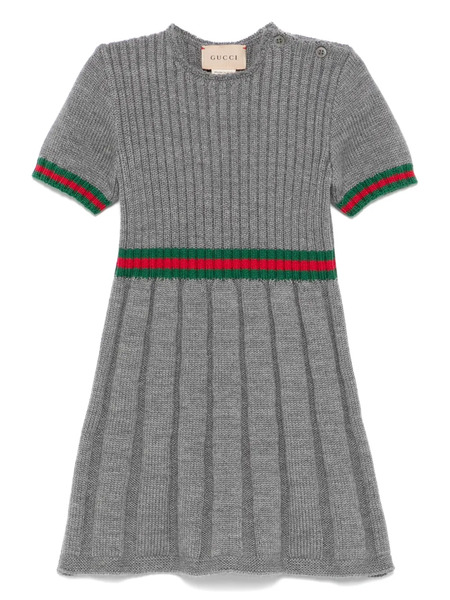  Gucci Kids Web-detail Wool Dress - Grey 