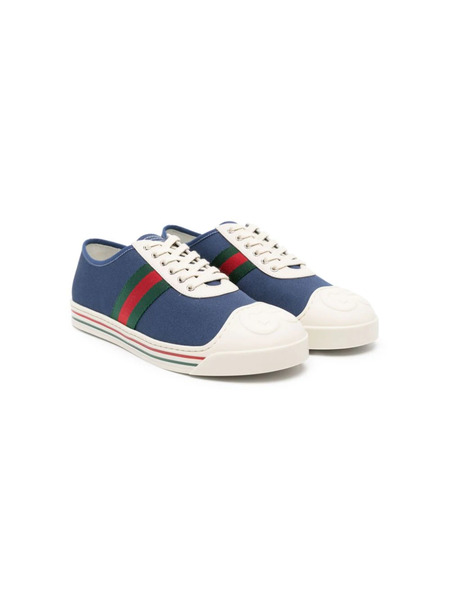  Gucci Kids Web-stripe Canvas Sneakers - Blue 