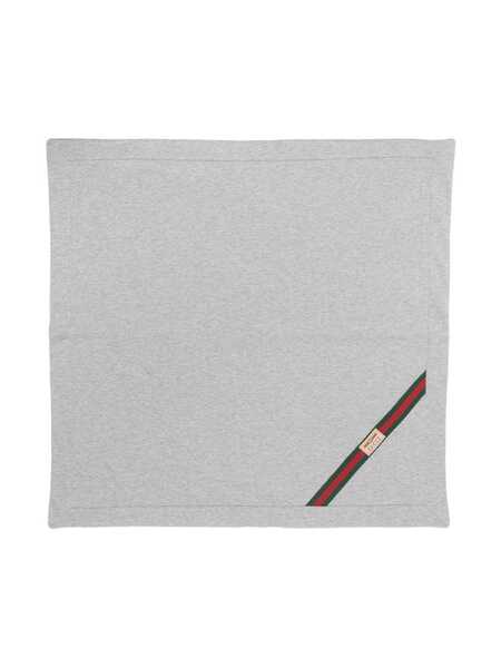 Gucci Kids Web-stripe Cotton Blanket - Grey 