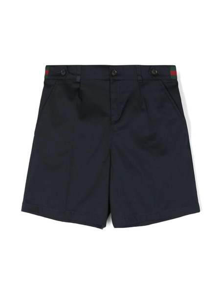  Gucci Kids Web-stripe Cotton Shorts - Blue 