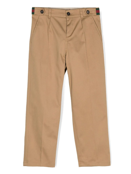 Gucci Kids Web Stripe Cotton Trousers - Neutrals 