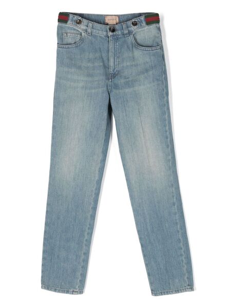  Gucci Kids Web-stripe Tapered Jeans - Blue 