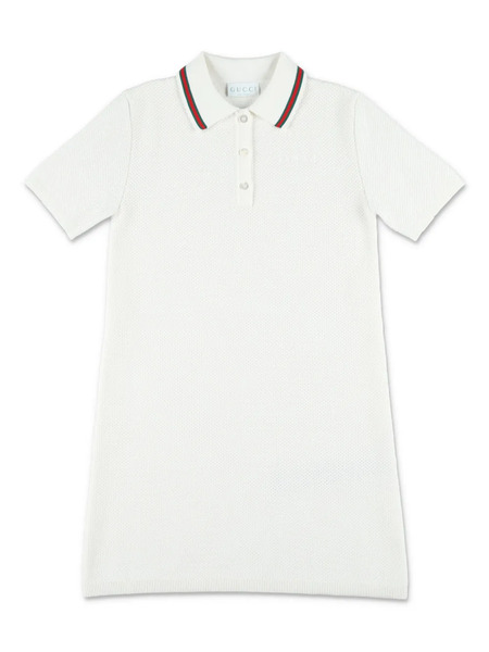  Gucci Kids Web-stripe Trim Dress - White 