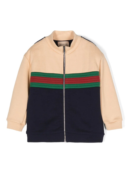  Gucci Kids Web-stripe Zipped Cotton Jacket - Blue 