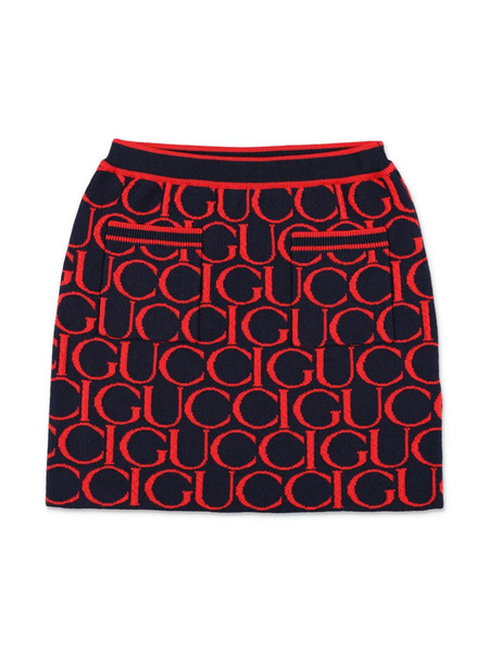  Gucci Kids Wool-jacquard Skirt - Blue 