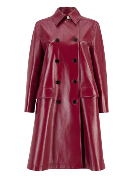  Gucci Leather Double-breasted Trench Coat - Red 