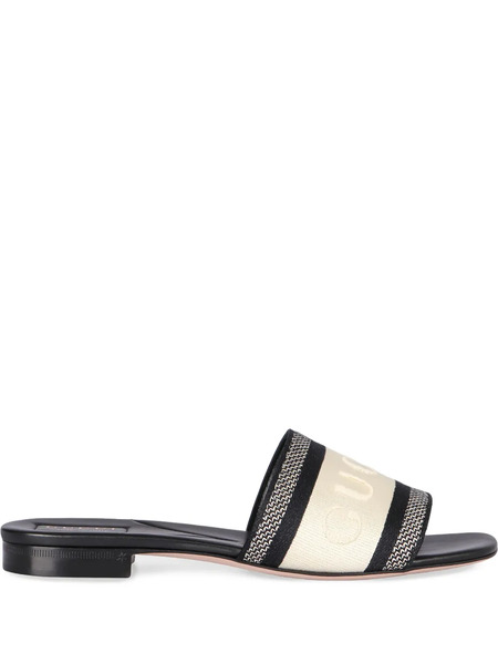  Gucci Logo-detail Flat Sandals - White 