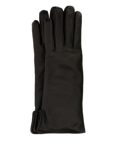  Gucci Logo-embossed Leather Gloves - Black 