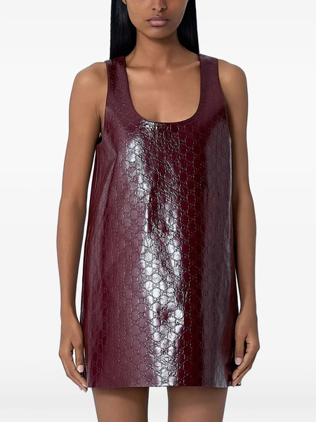  Gucci Logo-embossed Scoop-neck Mini Dress - Red 
