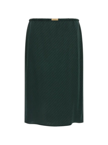 Gucci Logo Knit Silk Skirt - Green 