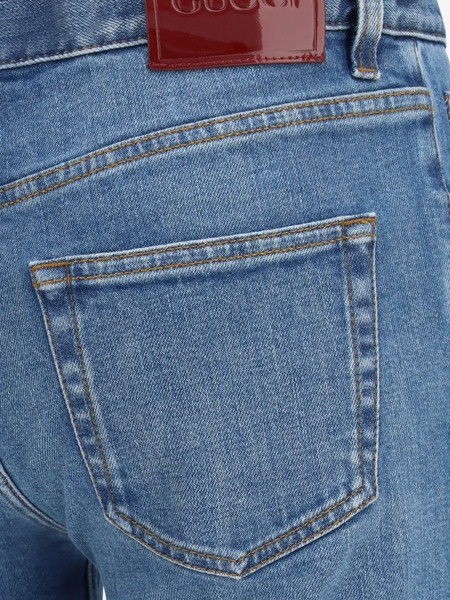  Gucci Logo-patch Flared Trousers - Blue 