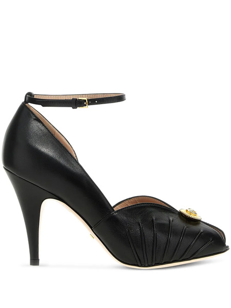  Gucci Logo-plaque 95mm Leather Sandals - Black 