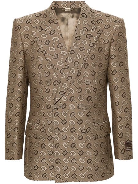  Gucci Maxi Horsebit Double-breasted Blazer - Neutrals 