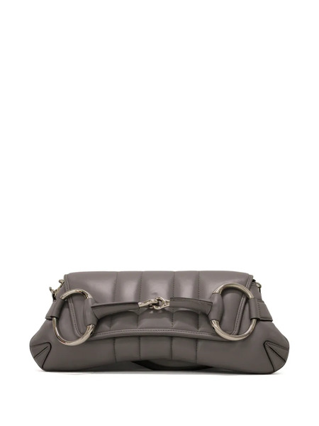  Gucci Medium Horsebit Chain Shoulder Bag - Grey 
