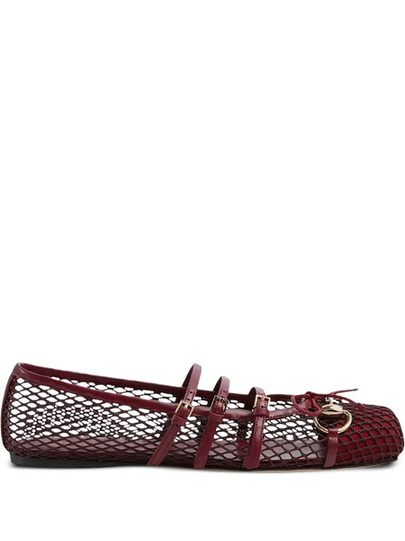  Gucci Mesh-panel Buckle Ballet Flats - Red 