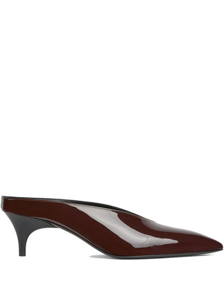  Gucci 55mm Patent Leather Heeled Mules - Brown 