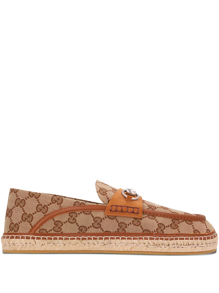  Gucci Monogram-pattern Horsebit Espadrilles - Neutrals 