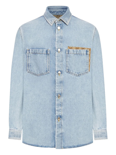  Gucci Patch-pocket Cotton Shirt - Blue 