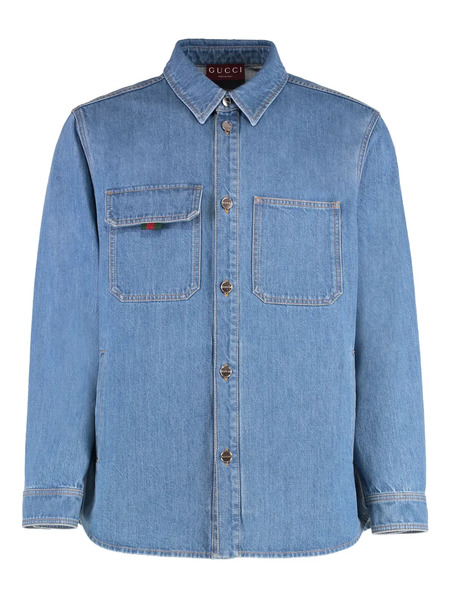  Gucci Patch-pockets Denim Shirt - Blue 