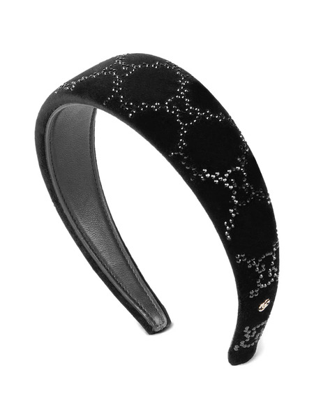  Gucci Patterned Embellished Headband - Black 