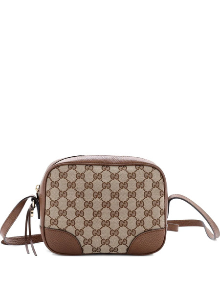  Gucci Pre-owned Bree Disco Gg Canvas With Leather Mini Crossbody Bag - Brown 