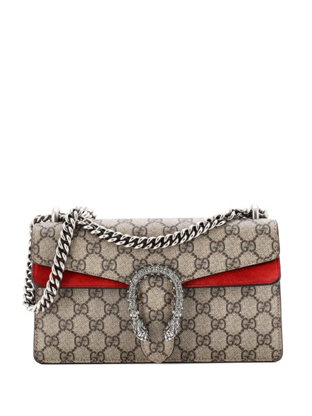  Gucci Pre-owned Dionysus Bag Gg Coated Canvas With Crystal Embellished Metal Small Shoulder Bag - Brown 