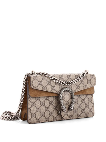  Gucci Pre-owned Dionysus Bag Gg Coated Canvas With Crystal Embellished Metal Small Shoulder Bag - Brown 