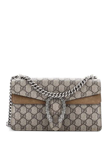  Gucci Pre-owned Dionysus Bag Gg Coated Canvas With Crystal Embellished Metal Small Shoulder Bag - Brown 