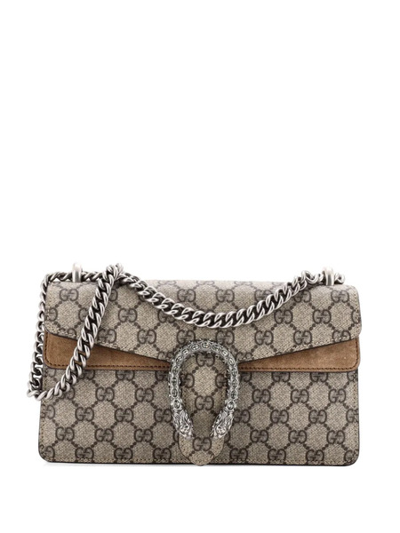  Gucci Pre-owned Dionysus Bag Gg Coated Canvas With Crystal Embellished Metal Small Shoulder Bag - Brown 