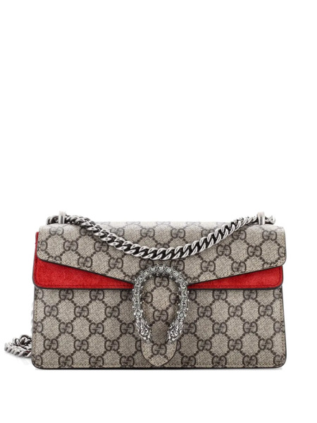  Gucci Pre-owned Dionysus Bag Gg Coated Canvas With Crystal Embellished Metal Small Shoulder Bag - Brown 