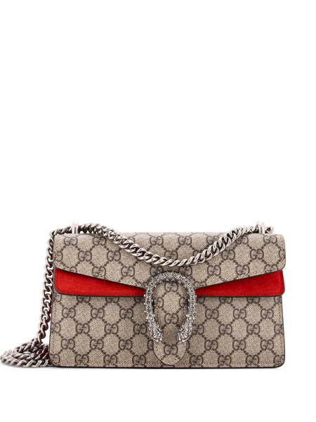  Gucci Pre-owned Dionysus Bag Gg Coated Canvas With Crystal Embellished Metal Small Shoulder Bag - Brown 