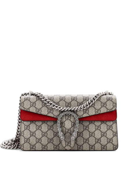  Gucci Pre-owned Dionysus Bag Gg Coated Canvas With Crystal Embellished Metal Small Shoulder Bag - Brown 