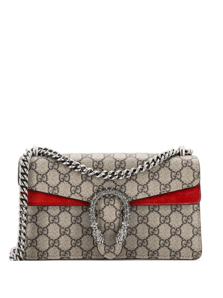  Gucci Pre-owned Dionysus Bag Gg Coated Canvas With Crystal Embellished Metal Small Shoulder Bag - Brown 