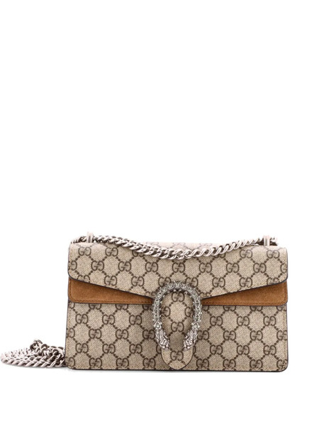  Gucci Pre-owned Dionysus Bag Gg Coated Canvas With Crystal Embellished Metal Small Shoulder Bag - Brown 