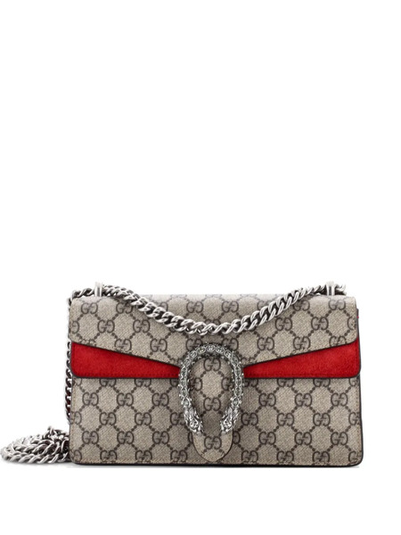  Gucci Pre-owned Dionysus Bag Gg Coated Canvas With Crystal Embellished Metal Small Shoulder Bag - Brown 