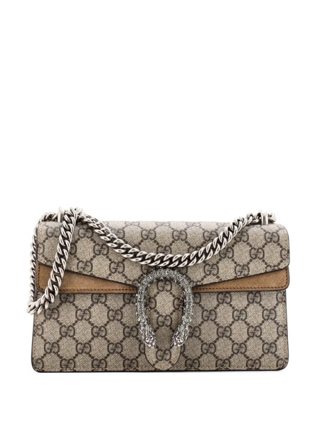  Gucci Pre-owned Dionysus Bag Gg Coated Canvas With Crystal Embellished Metal Small Shoulder Bag - Brown 