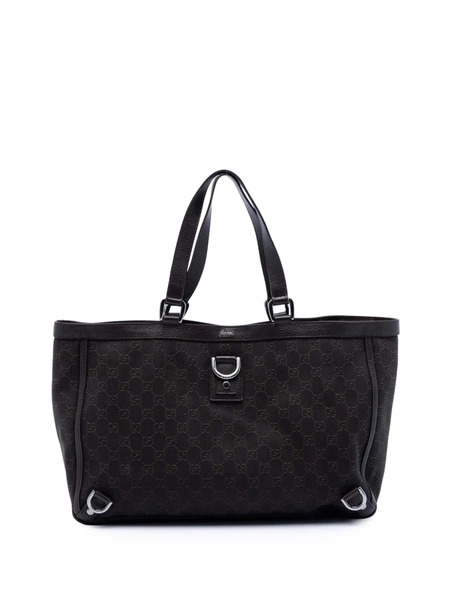 Gucci Pre-owned 2016-2025 Gg Denim Abbey D Ring Tote Bag - Brown 