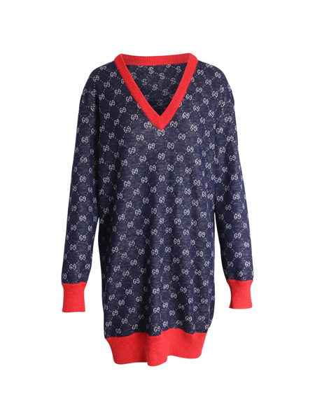  Gucci Pre-owned Gg Pattern Knitted Dress - Blue 