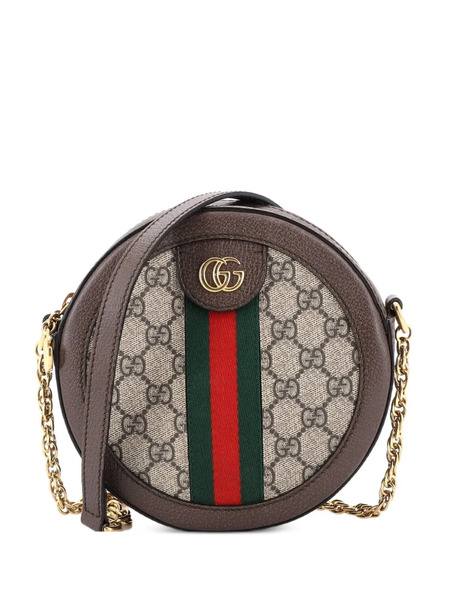  Gucci Pre-owned Ophidia Round Shoulder Bag Gg Coated Canvas Mini Crossbody Bag - Brown 