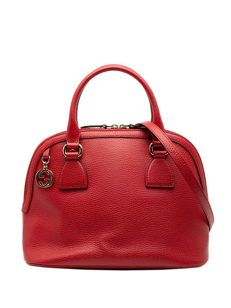  Gucci Pre-owned 2016-2025 Small Dollar Calfskin Gg Charm Dome Satchel - Red 