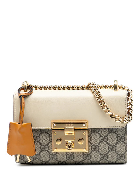  Gucci Pre-owned 2016-2026 Small Gg Supreme Padlock Crossbody Bag - Brown 