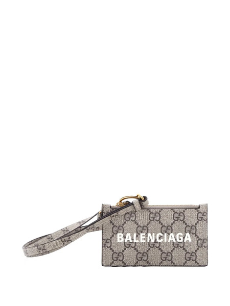  Gucci Pre-owned X Balenciaga The Hacker Project Zip Case With Strap Gg Coated Canvas Card Holder - Neutrals 