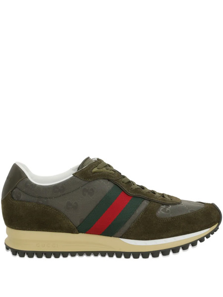  Gucci Re-motion Gg-monogram Suede Sneakers - Green 