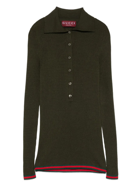  Gucci Ribbed Polo Top - Green 