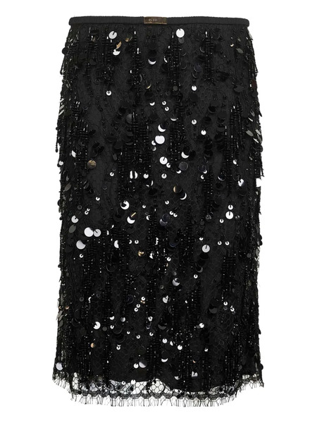  Gucci Sequin-embroidered Buckle Midi Skirt - Black 